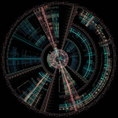Radyal simetri serisi. Bilim, radyal geometri, görselleştirme, matematik ve fraktal tasarım konularındaki yayılan geometrik desenler.