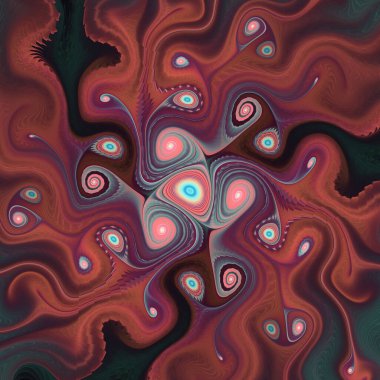 Fraktal akış serisi. Sanat, akış görselleştirme, fraktal geometri, kaos teorisi, bilim ve tasarım konularında derin bir boşluk hissi uyandıran büyüleyici bir soyut sanat eseri..