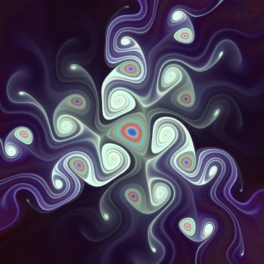 Fraktal akış serisi. Sanat, akış görselleştirme, fraktal geometri, kaos teorisi, bilim ve tasarım konularında derin bir boşluk hissi uyandıran büyüleyici bir soyut sanat eseri..