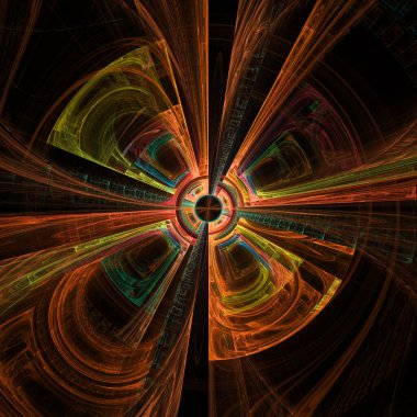 Merkezi Geometri serisi. Bilim, matematik, radyal geometri, görselleştirme ve fraktal tasarım konularında karmaşık bir radyal biçimin görselleştirilmesi.