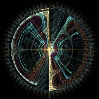 Fraktal Disk serisi. Kaos teorisi, fraktal alev görselleştirme, fraktal geometri, tasarım, sanat ve bilim konularındaki canlı dairesel mandalanın grafiği.