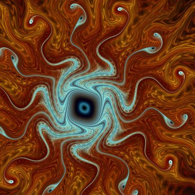 Fraktal Geometri serisi. Matematik, fraktal tasarım, bilim, görselleştirme, organik geometri konularındaki iç içe geçmiş kırmızı ve koyu tonların görsel uyumu.