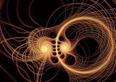 Fraktal patika serisi. Geometrik görselleştirme, fraktal geometri, kaos teorisi, sanat, bilim ve tasarım konularında soyut ışık tasarımı titreşimi.