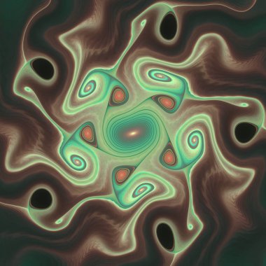 Fraktal akış serisi. Kaos teorisi, sanat, akış görselleştirme, fraktal geometri, bilim ve tasarım konularındaki sürekli hareketin ve değişimin güçlü soyut bir görüntüsü.