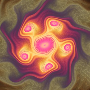 Fraktal Girdap serisi. Organik geometri, matematik, fraktal tasarım, bilim ve görselleştirme konularındaki birbiriyle bağlantılı enerji düğümlerinin dijital olarak hazırlanmış bir görüntüsü..