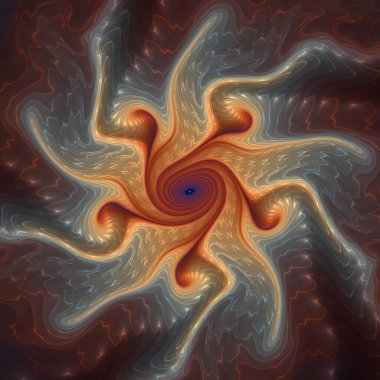 Fraktal girdap serisi. Akış görselleştirme, fraktal geometri, kaos teorisi, sanat, bilim ve tasarım konularında dönen kozmik tozun büyüleyici bir tasarımı..