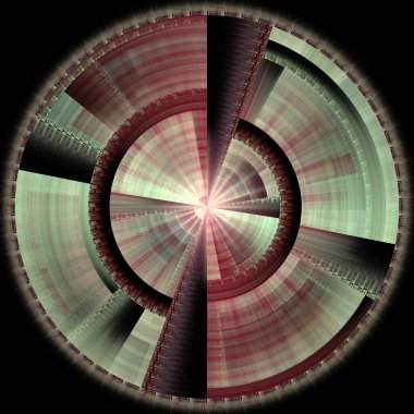 Fraktal Disk serisi. Kaos teorisi, fraktal geometri, sanat, fraktal alev görselleştirme, tasarım ve bilim konularındaki karmaşık radyal formun grafiği.