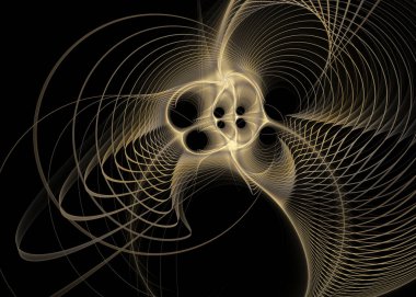 Fraktal patika serisi. Kaos teorisi, sanat, bilim, tasarım, geometrik görselleştirme ve fraktal geometri konularında dışa doğru genişleyen hassas bej filigran..