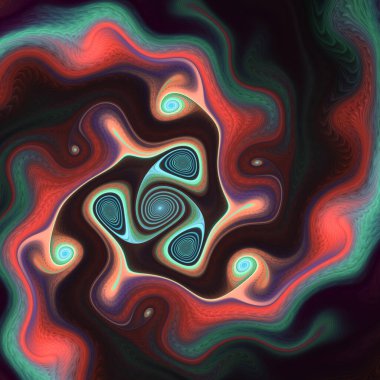 Fraktal Girdap serisi. Matematik, fraktal tasarım, bilim, görselleştirme ve organik geometri konularındaki görünmeyen biyolojik akımların soyut yorumlanması.