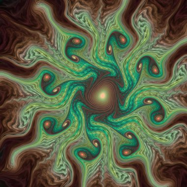 Fraktal Girdap serisi. Organik geometri, matematik, fraktal tasarım, bilim ve görselleştirme konularındaki mikroskobik dünyaların ilgi çekici soyut bir temsili.