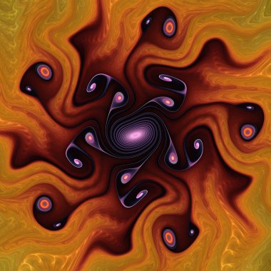 Fraktal akış serisi. Sanat, akış görselleştirme, fraktal geometri, kaos teorisi, bilim ve tasarım konularında derin bir boşluk hissi uyandıran büyüleyici bir soyut sanat eseri..