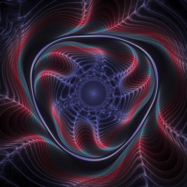 Fraktal alan, seri. Geometri, kaos teorisi, sanat, bilim, tasarım, uzay ve topoloji konularındaki parçacıkların parlak ve soyut akışını içeren tasarım.