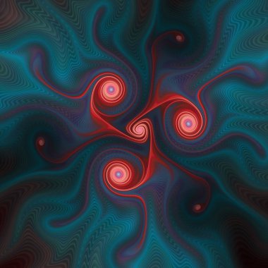 Fraktal girdap serisi. Tasarım, akış görselleştirme, fraktal geometri, kaos teorisi, sanat ve bilim konularında değişen sıvı formların parlak bir grafiği..