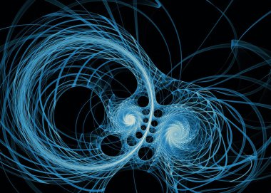 Fractal Paths serisi. Mavi ışığın dalları geometri, matematik, fraktal tasarım, bilim ve görselleştirme konularında karmaşık, simetrik bir desen oluşturur..