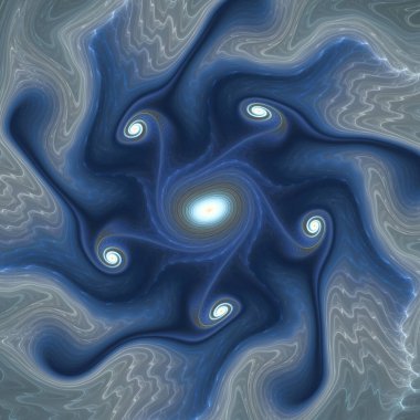 Fraktal akış serisi. Bilim, akış görselleştirme, fraktal geometri, kaos teorisi, sanat ve tasarım konularında gerçekliği şekillendiren görünmeyen güçlerin soyut bir tasviri..