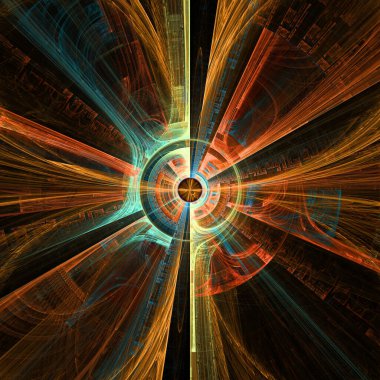 Radyal simetri serisi. Radyal geometri, görselleştirme, bilim, fraktal tasarım ve matematik konularında merkezi bir merkez oluşturan karmaşık kalıpların düzenlenmesi.