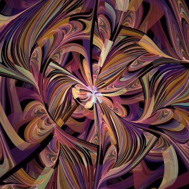 Fraktal girdap serisi. Fraktal geometri, kaos teorisi, sanat, bilim, tasarım ve akış görselleştirme konularında nöral ağlar veya kozmik nebulalar öneren karmaşık bir desen.