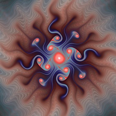 Fraktal Girdap serisi. Organik geometri, matematik, fraktal tasarım, bilim ve görselleştirme konularındaki birbiriyle bağlantılı enerji düğümlerinin dijital olarak hazırlanmış bir görüntüsü..