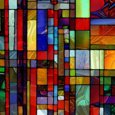 Keskin lekeli cam serisi. Renk, ışık ve desen algısı, renk ve tasarım geometrisi konularındaki soyut renk cam kalıplarından oluşan soyut tasarım.