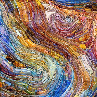 Işıldayan Cam serisi. Duyusal büyü, ışık algısı, hayal gücü ve yaratıcılık konularındaki doymuş cam kalıplarının arkaplanı.