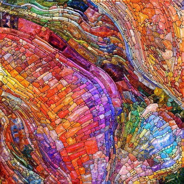 Shimmering Glass series. Interplay of saturated refracted glass patterns on the subject of sensory enchantment, light perception, imagination and creativity.