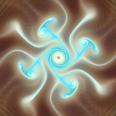 Fraktal Geometri serisi. Görselleştirme, organik geometri, matematik, fraktal tasarım ve bilim konularında kırmızı ve koyu mavi formların akan bir bileşimi.