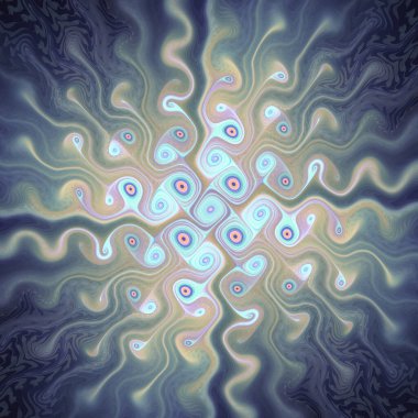 Fraktal Geometri serisi. Fraktal tasarım, bilim, görselleştirme, organik geometri ve matematik konularındaki kozmik yapıları temsil eden karmaşık bir kalıp..