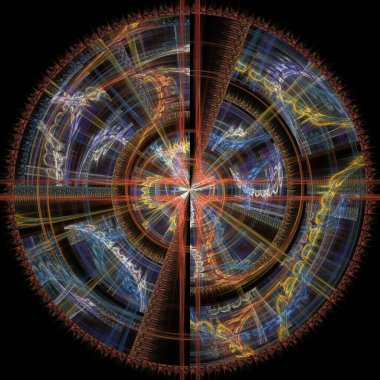 Merkezi Geometri serisi. Bilim, fraktal tasarım, görselleştirme, matematik ve radyal geometri konularında parlayan merkezi tasarımın soyutlanması.