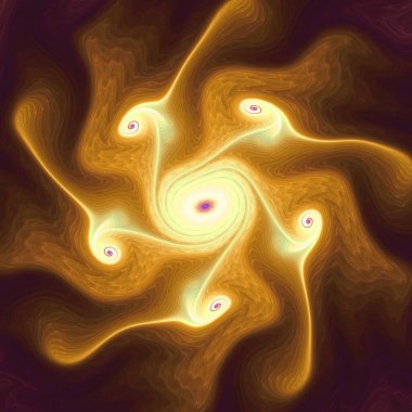 Fraktal girdap serisi. Fraktal geometri, kaos teorisi, sanat, bilim, tasarım ve akış görselleştirme konularındaki akışkan enerjilerin dinamik görsel yorumu.