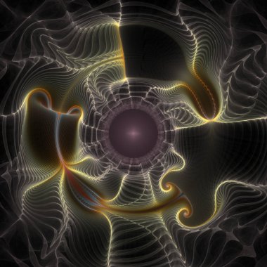 Fraktal kumaş serisi. Görselleştirme, geometri, matematik, fraktal tasarım ve bilim konularında, ışıyan liflerden oluşan karmaşık bir ağ tasarla.