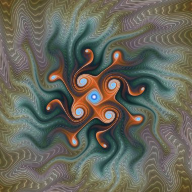 Fraktal Geometri serisi. Görselleştirme, organik geometri, matematik, fraktal tasarım ve bilim konularında dönen modellerin akışkan ve organik bileşimi.