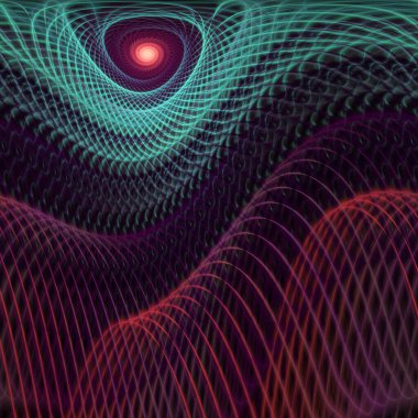 Fraktal girdap serisi. Akış görselleştirme, fraktal geometri, kaos teorisi, sanat, bilim ve tasarım konularında birbiriyle bağlantılı kozmik yolların büyüleyici bir tasviri.