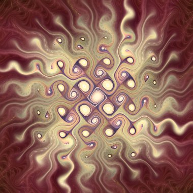 Fraktal girdap serisi. Akış görselleştirme, fraktal geometri, kaos teorisi, sanat, bilim ve tasarım konularında iç içe geçmiş ışık ve karanlığın büyüleyici bir görüntüsü..