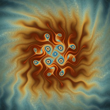 Fraktal akış serisi. Kaos teorisi, sanat, akış görselleştirme, fraktal geometri, bilim ve tasarım konularındaki sürekli hareketin ve değişimin güçlü soyut bir görüntüsü.
