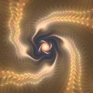 Fraktal Girdap serisi. Organik geometri, matematik, fraktal tasarım, bilim ve görselleştirme konularındaki organik ve dijital etkileşimlerin zengin dokulu bir görüntüsü.