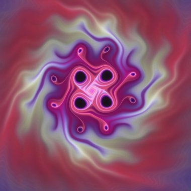 Fraktal girdap serisi. Akış görselleştirme, fraktal geometri, kaos teorisi, sanat, bilim ve tasarım konularında dönen kozmik tozun büyüleyici bir tasarımı..