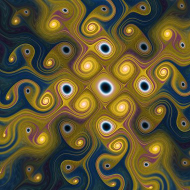 Fraktal Girdap serisi. Bilim, görselleştirme, organik geometri, matematik ve fraktal tasarım konularındaki kozmik dansın canlı bir soyut tasviri.