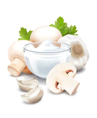 Sos, champignon ve sarımsak