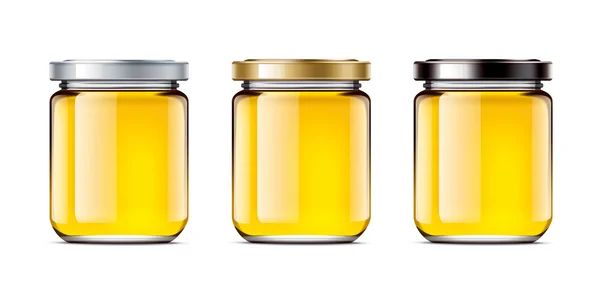 Set frascos de mel — Fotografia de Stock