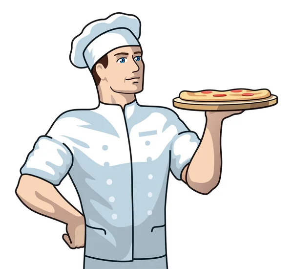 Chef con illustrazione pizza — Foto Stock