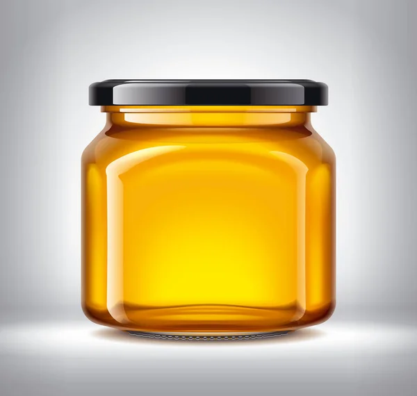 Glasgefäß Mit Honig Auf Hintergrund — Stockfoto