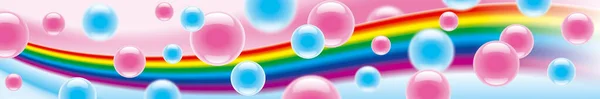 Rosa Und Blaue Blasen Auf Einem Regenbogenhintergrund — Stockfoto