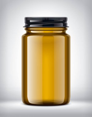 Arka planda tıbbi şişe var. Metal renkli kapaklar. 