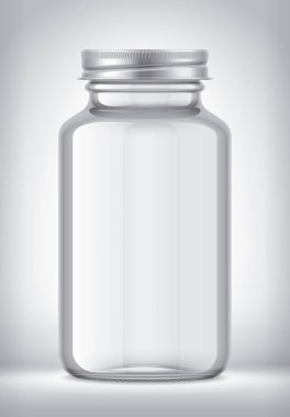 Arka planda cam şişe. Metal kapak.