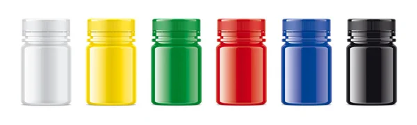 Set Glossy Colored Plastic Bottles — Stock Photo, Image