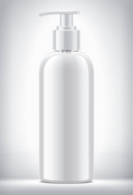 Arka planda şeffaf olmayan bir sıvıyla bırakılan şişe.. 