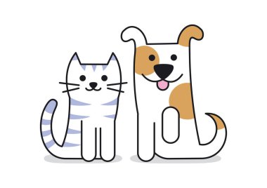 Kedi ve Köpek komik bir illüstrasyon