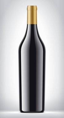 Arkaplanda Altın folyo ile şeffaf olmayan şişe. 