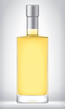 Arka planda Gümüş folyoyla cam şişe. 