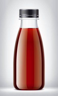 Arkaplanda plastik şişe. 